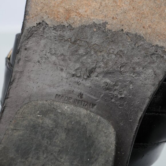 BALENCIAGA Leather Gladiator Sandals Black Gold Italy Designer Strappy Summer - Picture 10 of 16